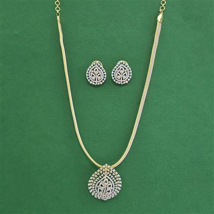 American Diamond Classic Pendant Set with Rhodium Plating 2 Tone Plating