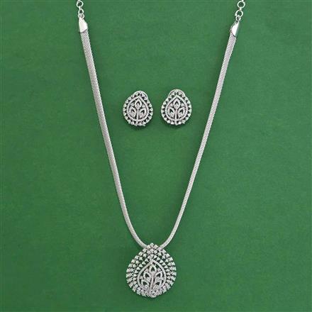 American Diamond Classic Pendant Set with Rhodium Plating 2 Tone Plating