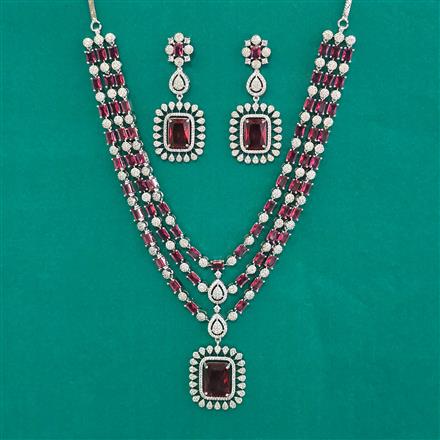 American Diamond Classic Necklace with Rhodium Plating
