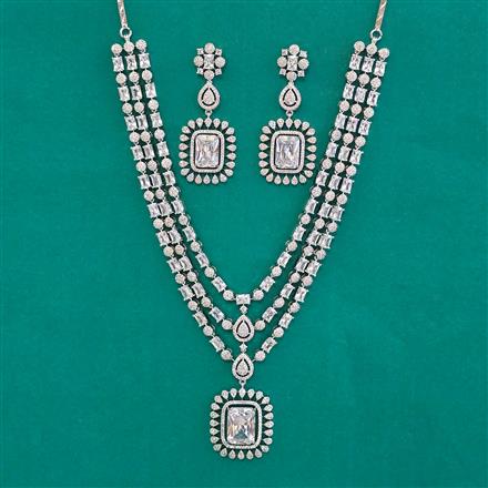American Diamond Classic Necklace with Rhodium Plating