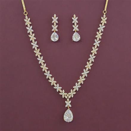 American Diamond Classic Necklace with 2 Tone Plating