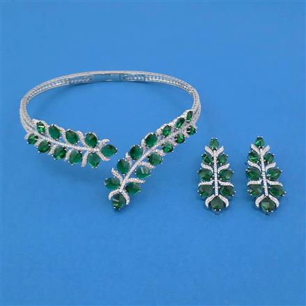 American Diamond Hasli Necklace with Rhodium Plating