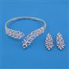 American Diamond Hasli Necklace with Rhodium Plating