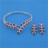 American Diamond Hasli Necklace with Rhodium Plating