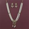 American Diamond Moti Pendant Set with Mehndi Plating