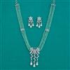 American Diamond Classic Pendant Set with Rhodium Plating