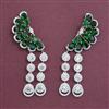 American Diamond Long Earring with Rhodium Plating