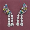 American Diamond Long Earring with Rhodium Plating