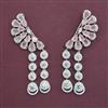 American Diamond Long Earring with Rhodium Plating