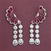 American Diamond Long Earring with Rhodium Plating
