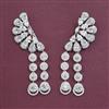 American Diamond Long Earring with Rhodium Plating