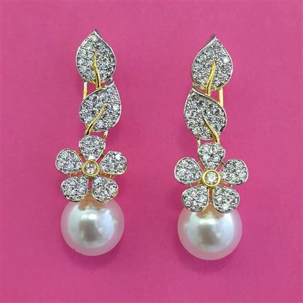 American Diamond Classic Earring with Rhodium Plating 2 Tone Plating Carat Plating