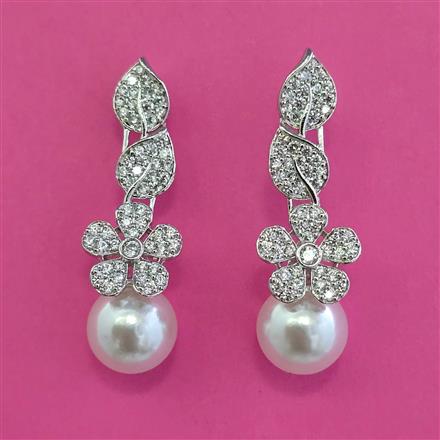American Diamond Classic Earring with Rhodium Plating 2 Tone Plating Carat Plating