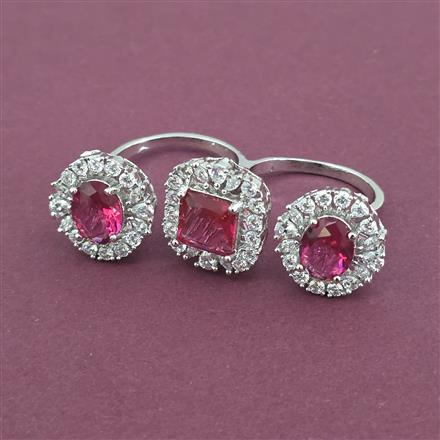 American Diamond Adjustable Ring with Rhodium Plating