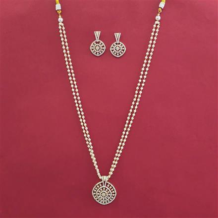 American Diamond Moti Pendant Set with Rhodium Plating 2 Tone Plating