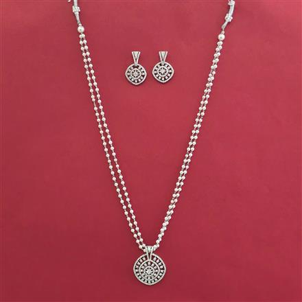 American Diamond Moti Pendant Set with Rhodium Plating 2 Tone Plating