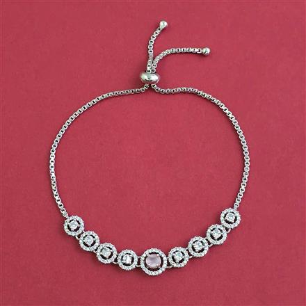 American Diamond Adjustable Bracelet with Rhodium Plating