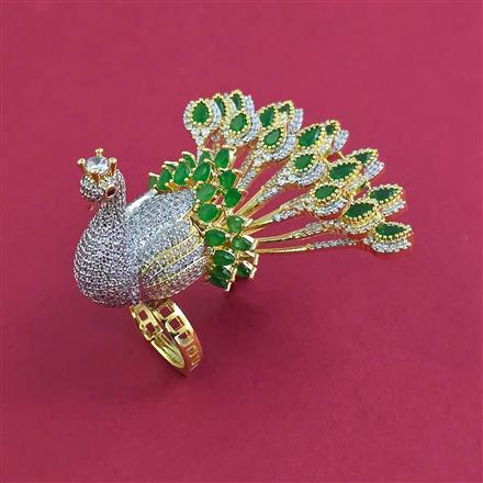 American Diamond Adjustable Ring with 2 Tone Plating