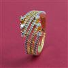 American Diamond Adjustable Ring with Rhodium Plating 2 Tone Plating Mehndi Plating