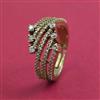 American Diamond Adjustable Ring with Rhodium Plating 2 Tone Plating Mehndi Plating