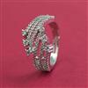 American Diamond Adjustable Ring with Rhodium Plating 2 Tone Plating Mehndi Plating