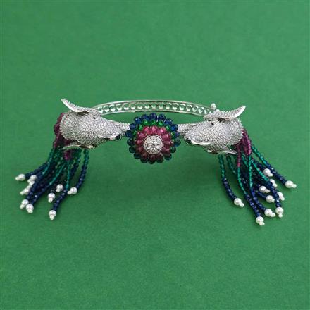 American Diamond Openable kada with Rhodium Plating