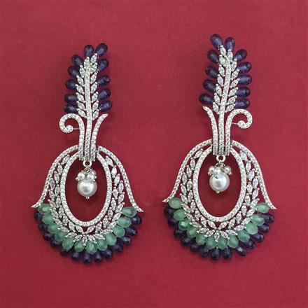 American Diamond Classic Earring with Rhodium Plating