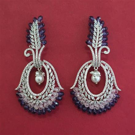 American Diamond Classic Earring with Rhodium Plating