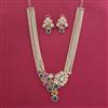American Diamond Moti Pendant Set With Gold Plating