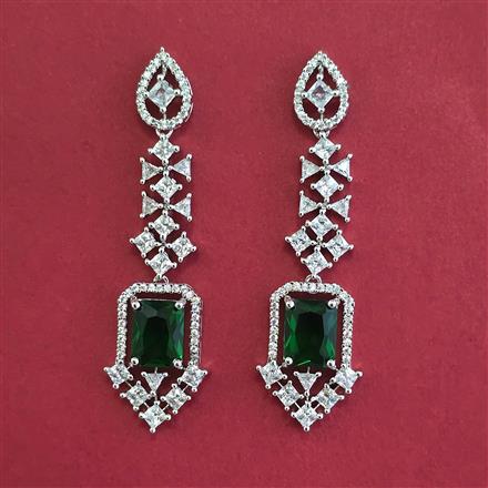 American Diamond Classic Earring with Rhodium Plating