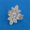American Diamond Adjustable Ring with Rhodium Plating 2 Tone Plating Mehndi Plating