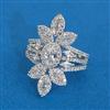 American Diamond Adjustable Ring with Rhodium Plating 2 Tone Plating Mehndi Plating