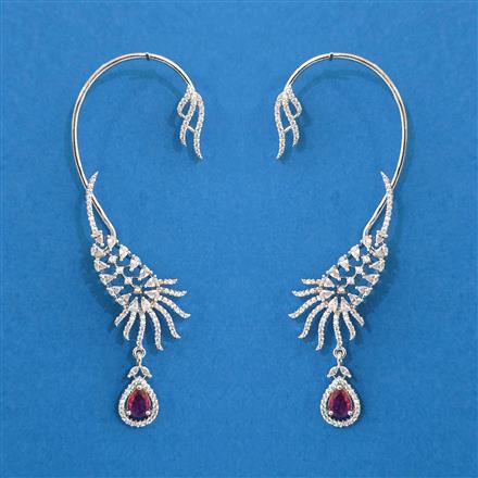 American Diamond Earcuff with Rhodium Plating
