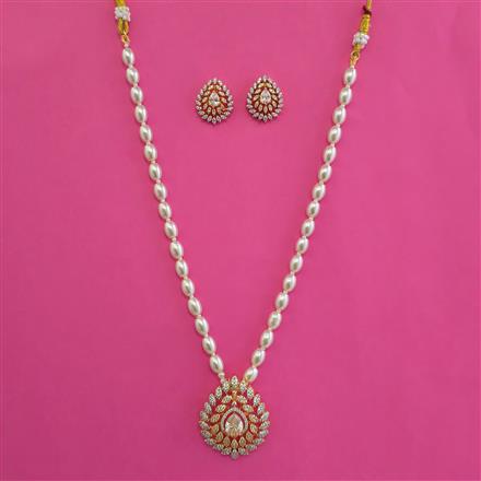 American Diamond Classic Pendant Set with 2 Tone Plating
