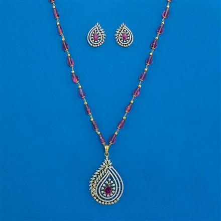 American Diamond Classic Pendant Set with 2 Tone Plating