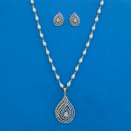 American Diamond Classic Pendant Set with 2 Tone Plating