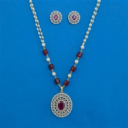 American Diamond Classic Pendant Set with 2 Tone Plating