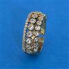 American Diamond Adjustable Ring With Mehndi Plating Rhodium Plating 2 Tone Plating