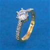 American Diamond Adjustable Ring With Mehndi Plating Rhodium Plating 2 Tone Plating