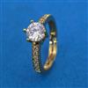 American Diamond Adjustable Ring With Mehndi Plating Rhodium Plating 2 Tone Plating