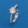 American Diamond Adjustable Ring With Mehndi Plating Rhodium Plating 2 Tone Plating