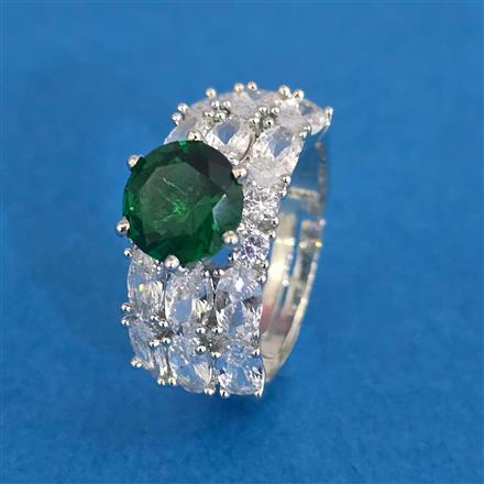 American Diamond Adjustable Ring With Rhodium Plating
