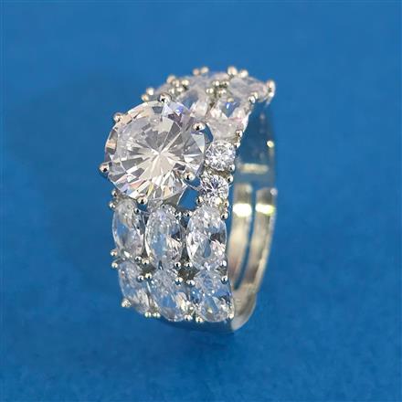 American Diamond Adjustable Ring With Rhodium Plating