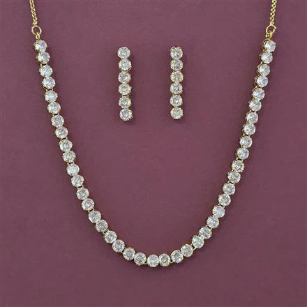 American Diamond Classic Necklace with Mehndi Plating