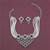 American Diamond Choker Necklace with Rhodium Plating