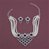 American Diamond Choker Necklace with Rhodium Plating