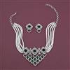 American Diamond Choker Necklace with Rhodium Plating