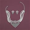 American Diamond Choker Necklace with Rhodium Plating