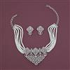 American Diamond Choker Necklace with Rhodium Plating