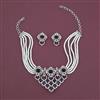 American Diamond Choker Necklace with Rhodium Plating
